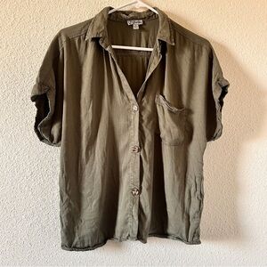 J For Justify Dolman Sleeve Button Up Women’s Medium Olive Green Casual Safari